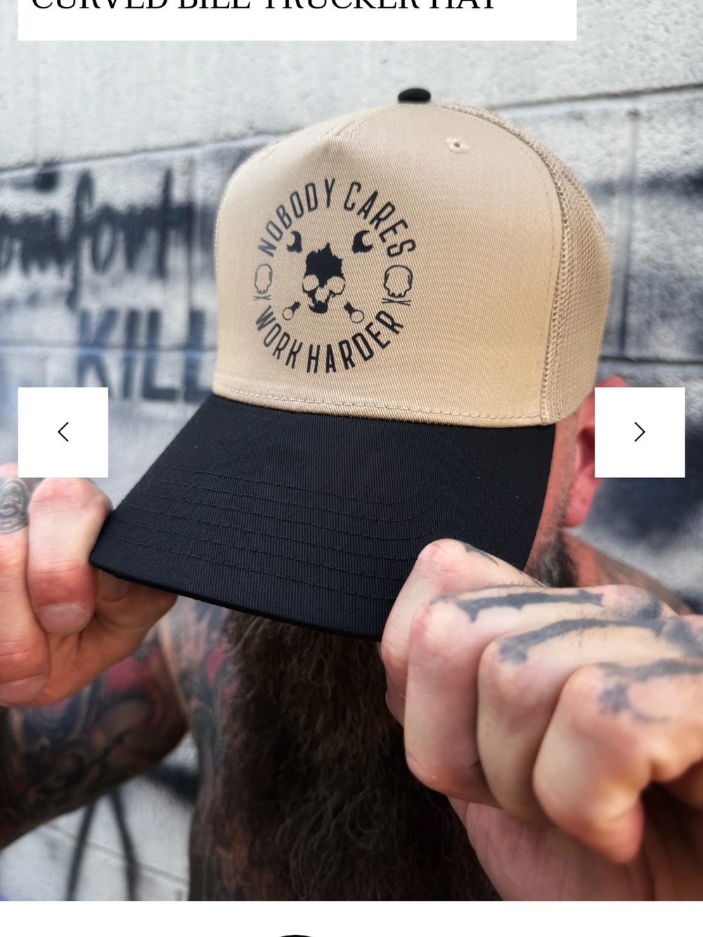 New! Nobody Cares Work Harder Two-Tone Trucker Hat